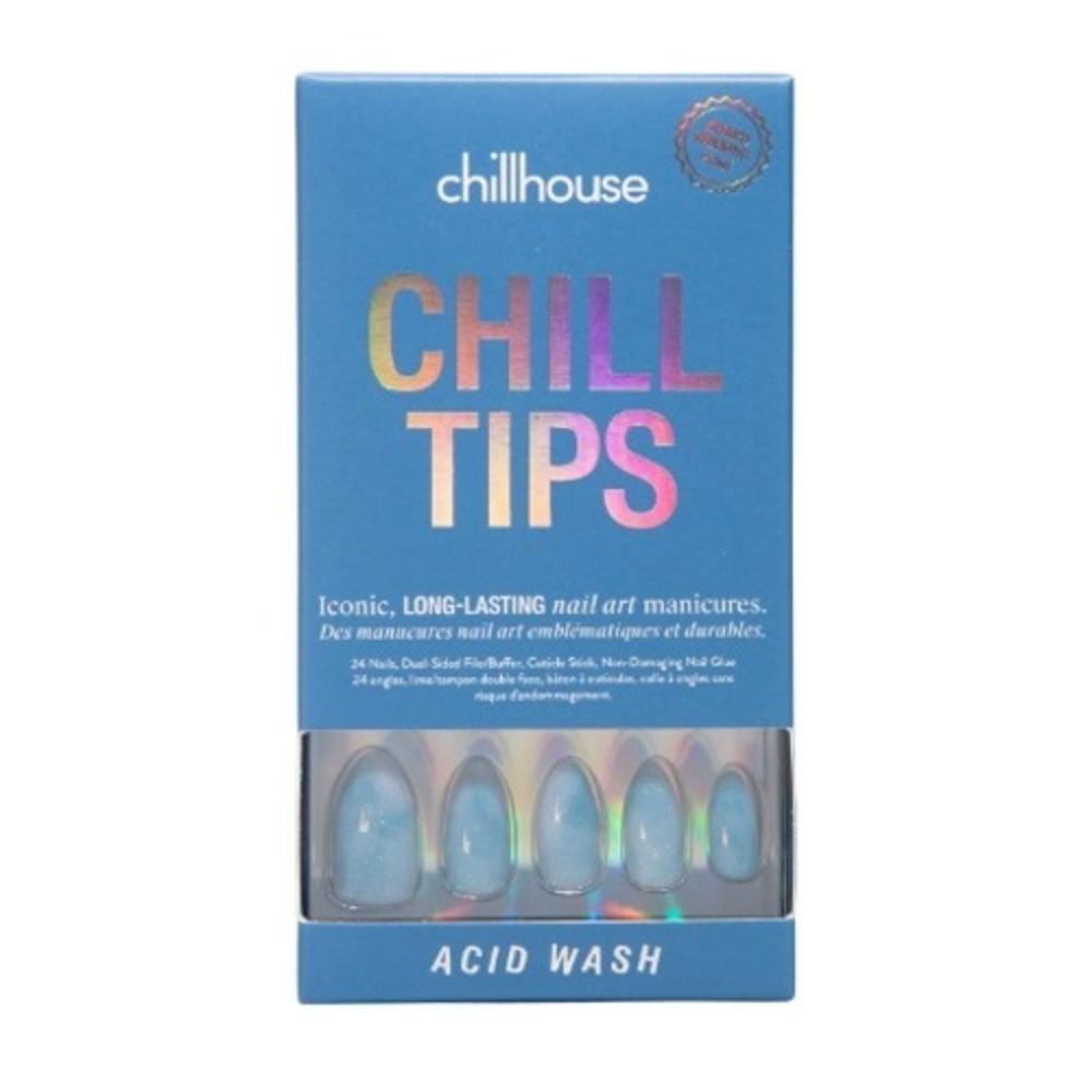 Chillhouse Chill Tips Press-On Nails Acid Wash Blue Marble Round Short Kit